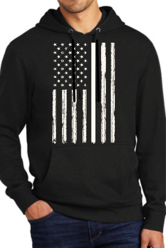 Distressed Vertical USA Flag Hoodie