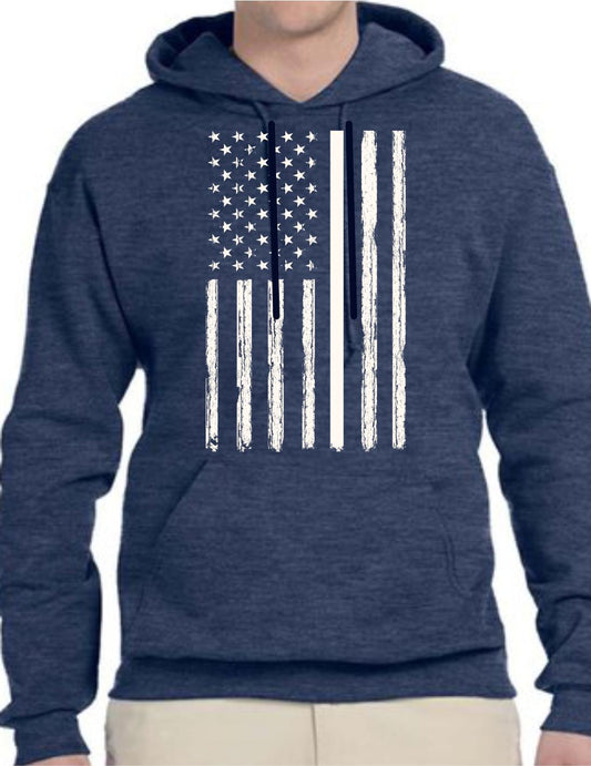 Distressed Vertical USA Flag Hoodie