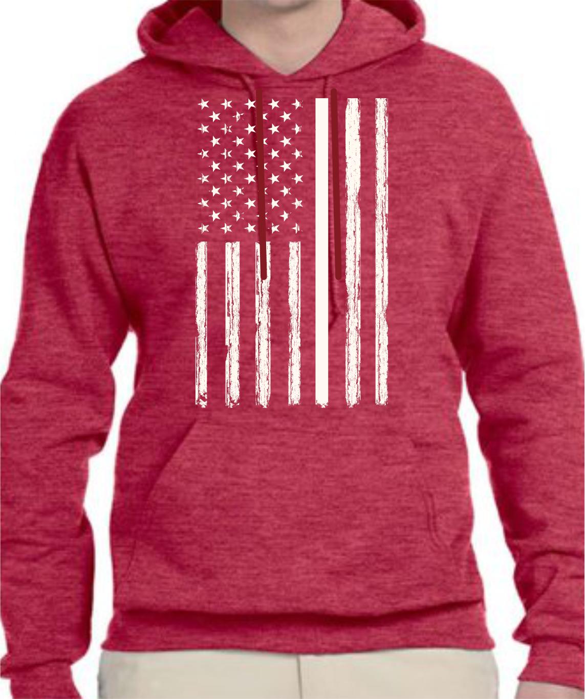 Distressed Vertical USA Flag Hoodie