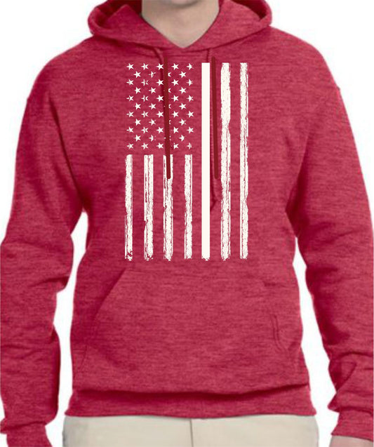 Distressed Vertical USA Flag Hoodie