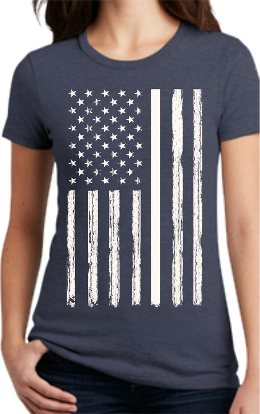 Distressed Vertical USA Flag Women's T-Shirt