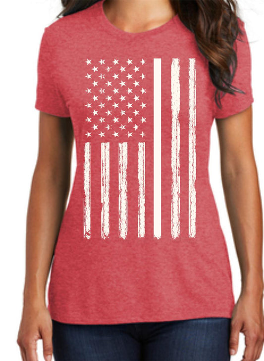 Distressed Vertical USA Flag Women's T-Shirt
