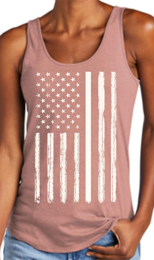 Distressed Vertical USA Flag Women's Tank Top