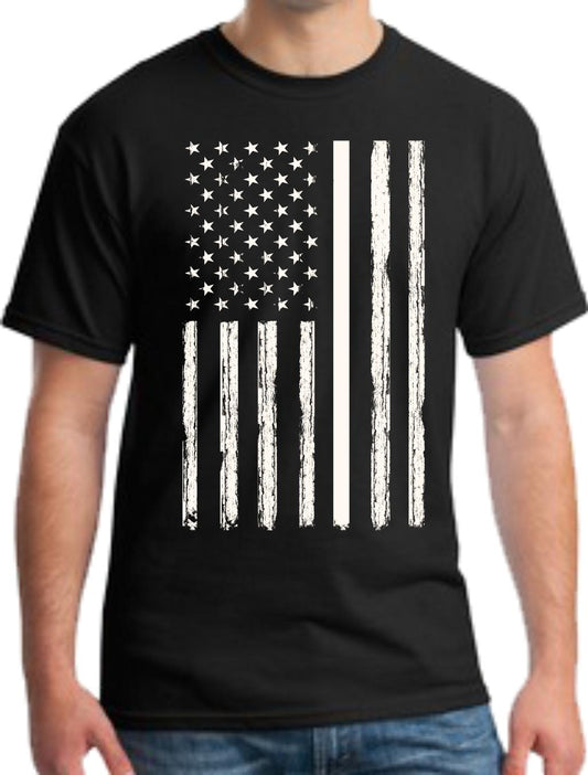 Distressed Vertical USA Flag T-Shirt