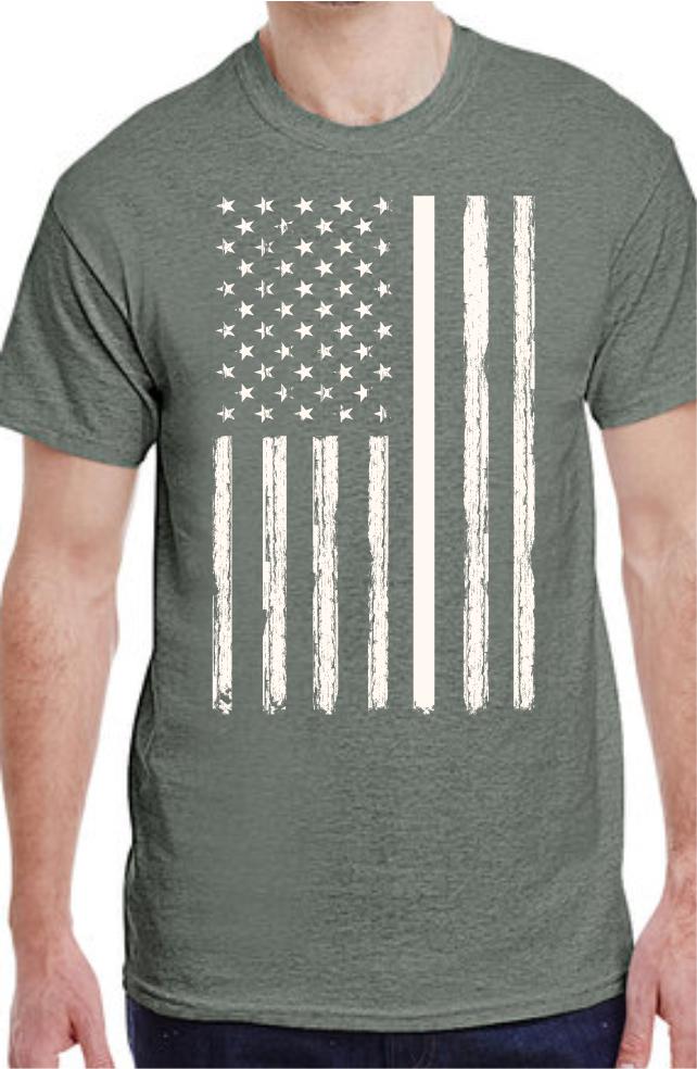 Distressed Vertical USA Flag T-Shirt