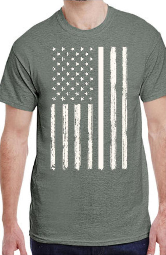 Distressed Vertical USA Flag T-Shirt