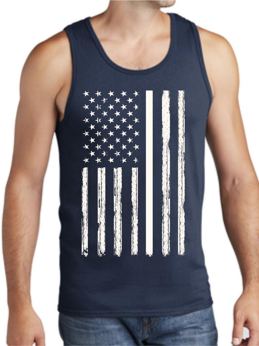 Distressed Vertical USA Flag Men's Tank Top