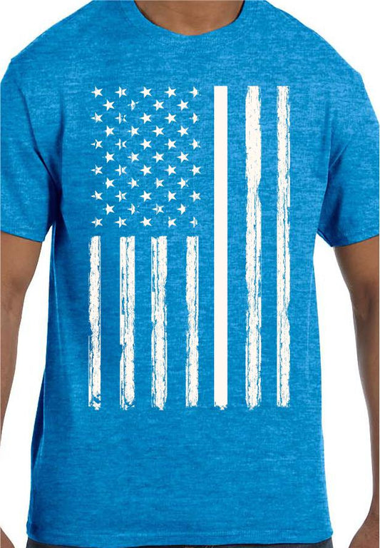 CLOSEOUT - Distressed Vertical USA Flag T-Shirt