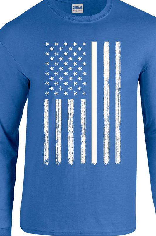 CLOSEOUT - Distressed Vertical USA Flag Youth Long Sleeve