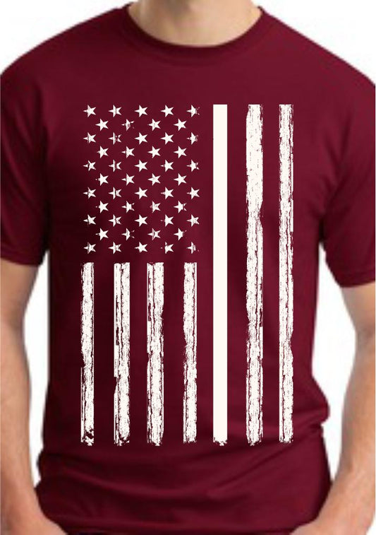 CLOSEOUT - Distressed Vertical USA Flag T-Shirt