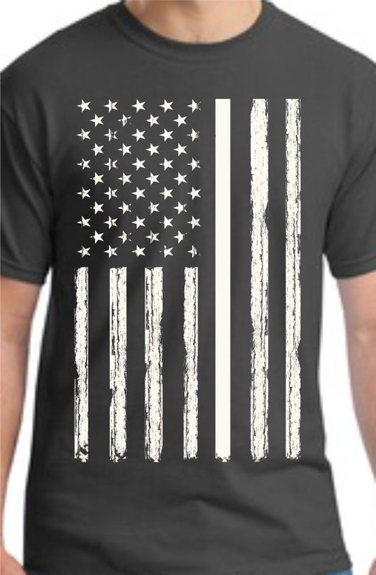 CLOSEOUT - Distressed Vertical USA Flag T-Shirt