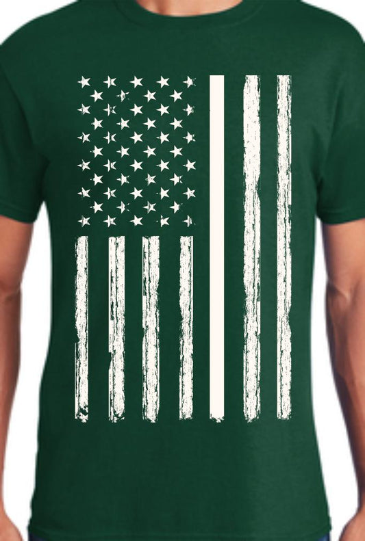 CLOSEOUT - Distressed Vertical USA Flag T-Shirt