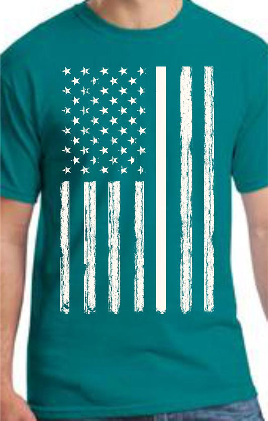 CLOSEOUT - Distressed Vertical USA Flag T-Shirt