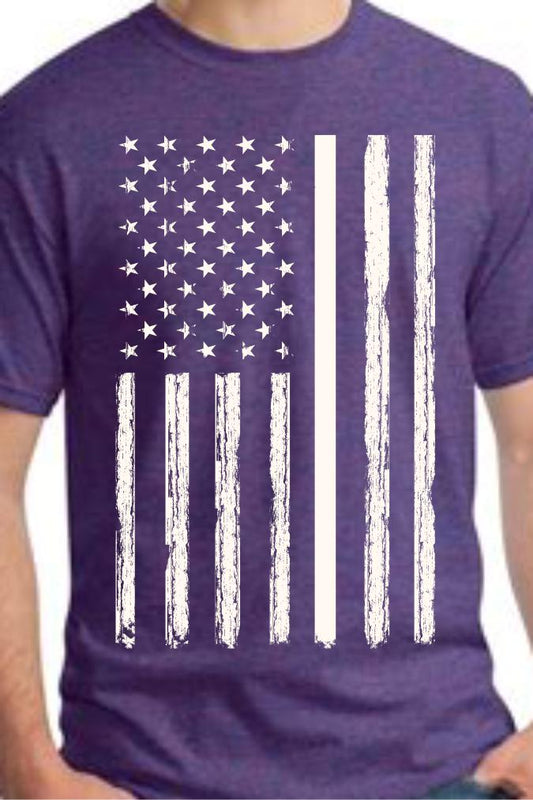 CLOSEOUT - Distressed Vertical USA Flag Women's T-Shirt