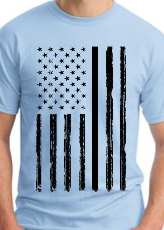 COSEOUT - Distressed Vertical USA Flag T-Shirt