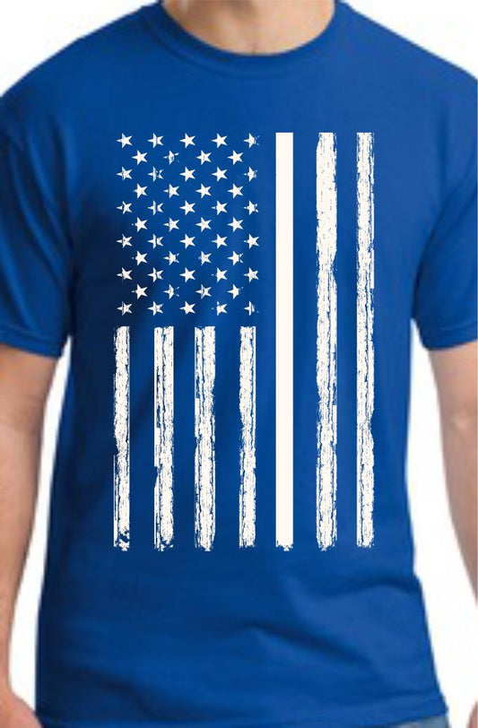 CLOSEOUT - Distressed Vertical USA Flag T-Shirt