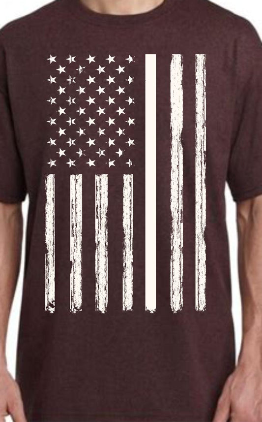 CLOSEOUT - Distressed Vertical USA Flag T-Shirt