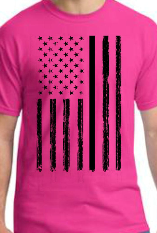 CLOSEOUT - Distressed Vertical USA Flag T-Shirt