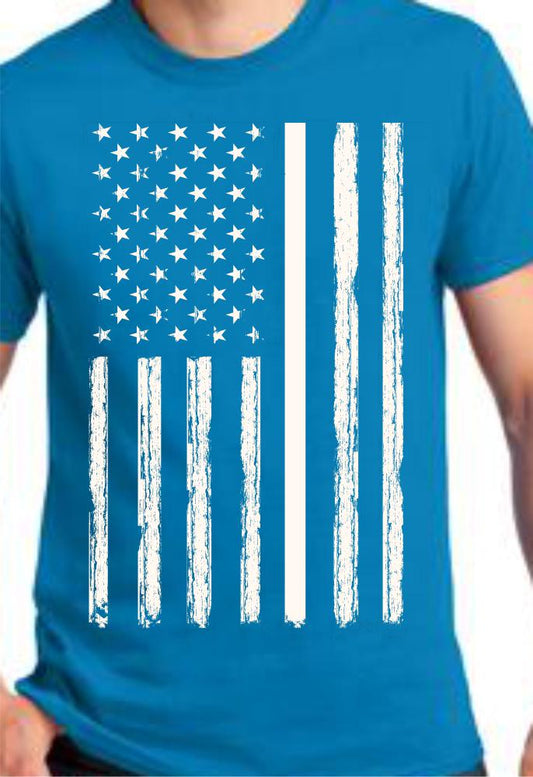 CLOSEOUT - Distressed Vertical USA Flag T-Shirt