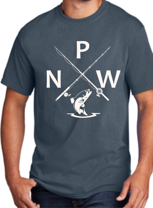 PNW Fishing Poles Crossed T-Shirt