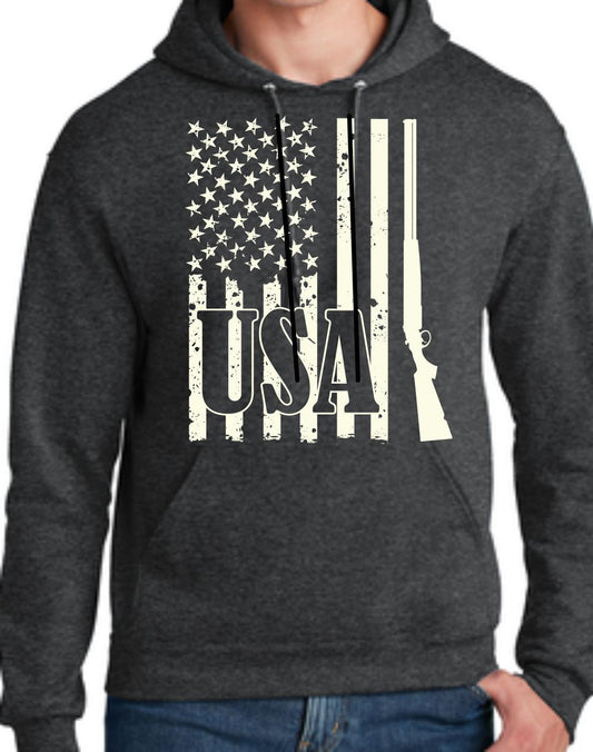 Rifle Vertical USA Flag Hoodie