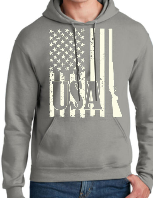 Rifle Vertical USA Flag Hoodie