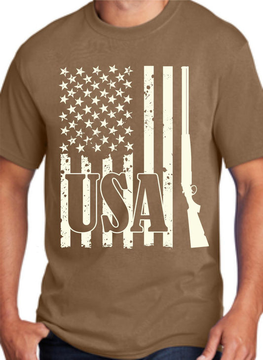 Rifle Vertical USA Flag T-Shirt