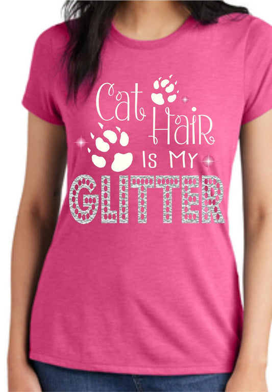 Cat Hair is my Glitter V-Neck Shirt