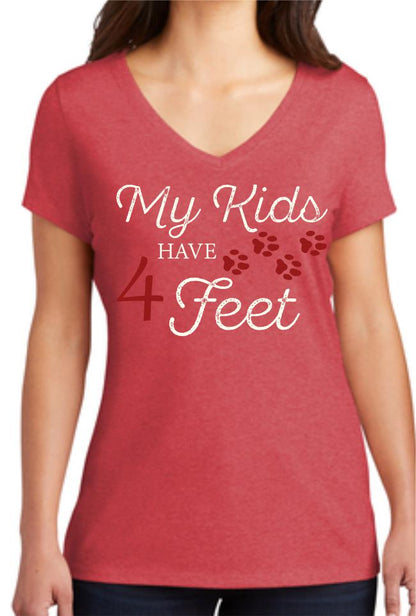 My Kids have 4 Feet V-Neck