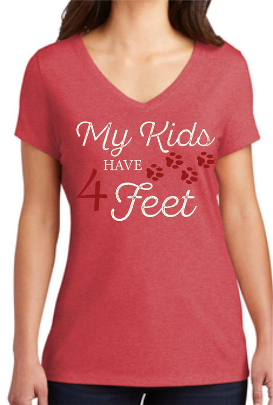 My Kids have 4 Feet V-Neck