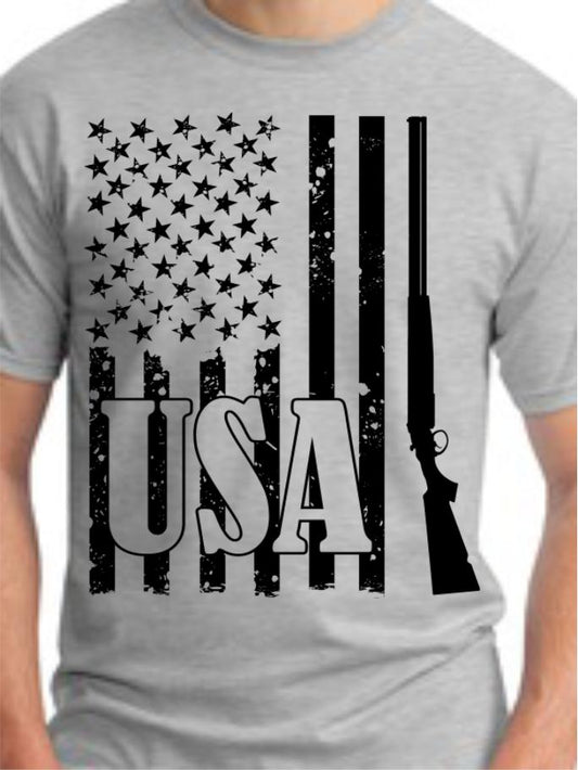 Rifle Vertical USA Flag T-Shirt