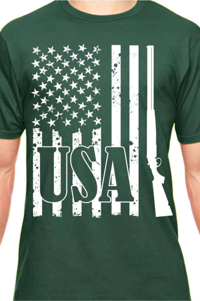 Rifle Vertical USA Flag T-Shirt