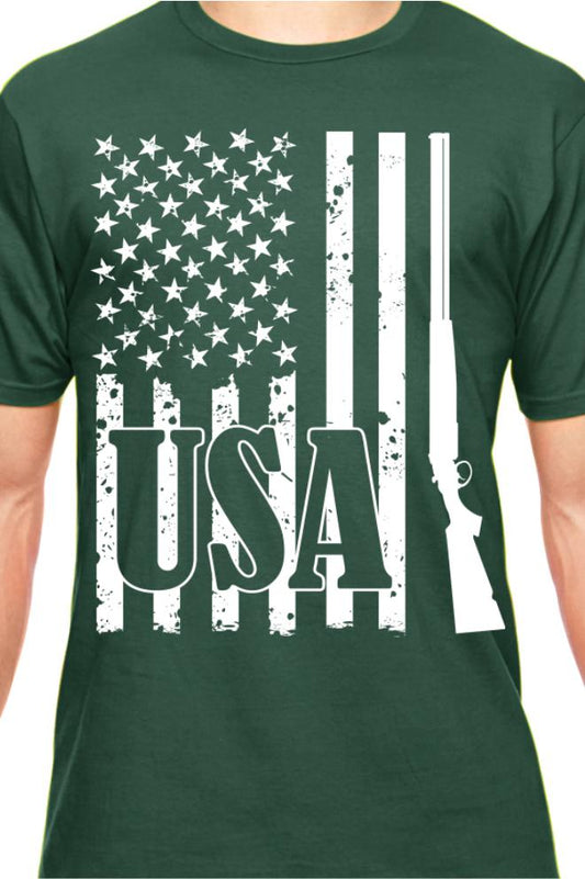 Rifle Vertical USA Flag T-Shirt
