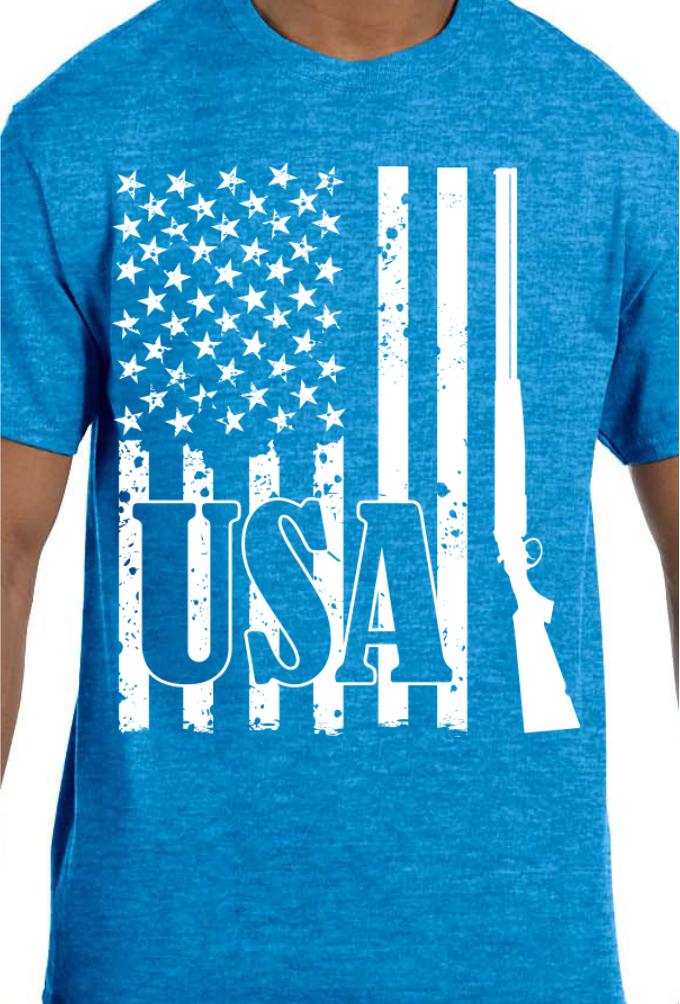 Rifle Vertical USA Flag T-Shirt
