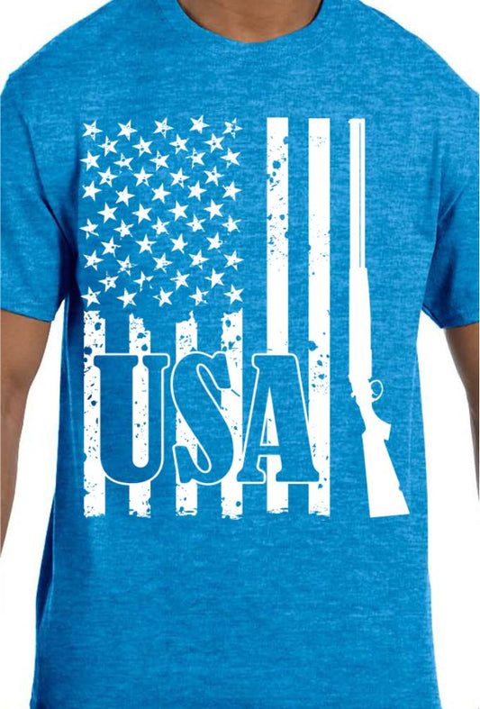 Rifle Vertical USA Flag T-Shirt