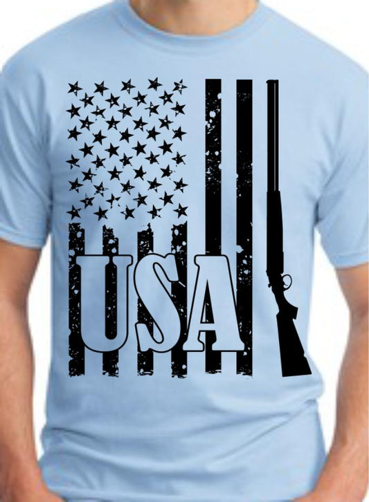 Rifle Vertical USA Flag T-Shirt