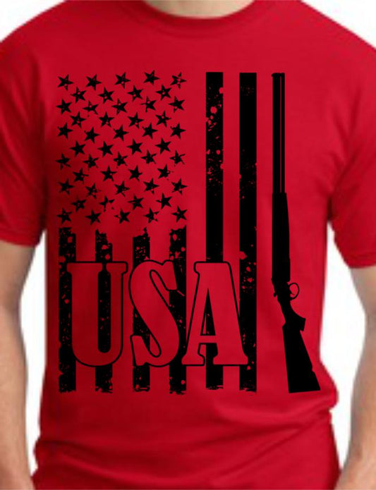 Rifle Vertical USA Flag T-Shirt