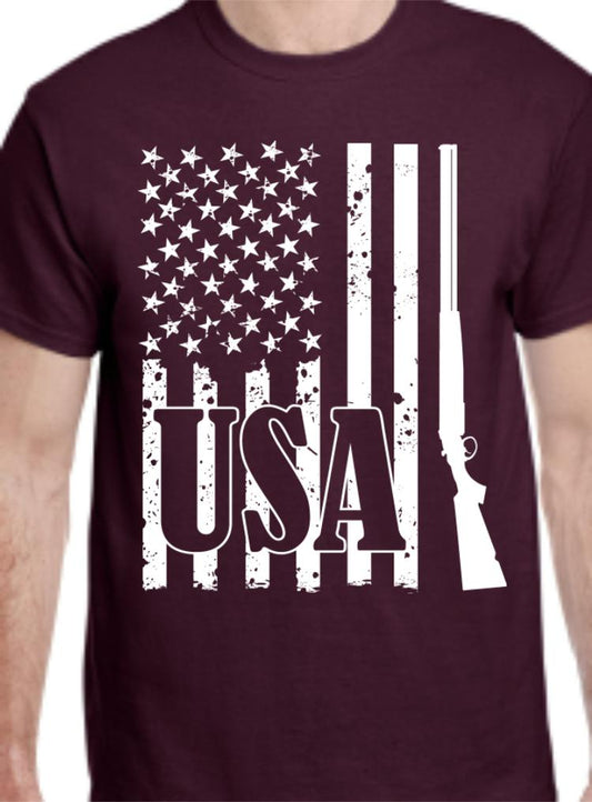 Rifle Vertical USA Flag T-Shirt