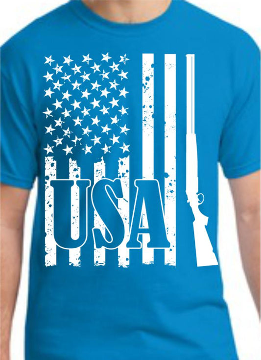 Rifle Vertical USA Flag T-Shirt